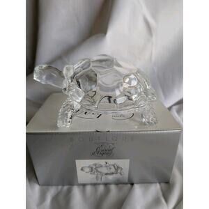 Vintage Glass‎ Crystal Turtle Figurine Paperweight 6.75" X 3.25"